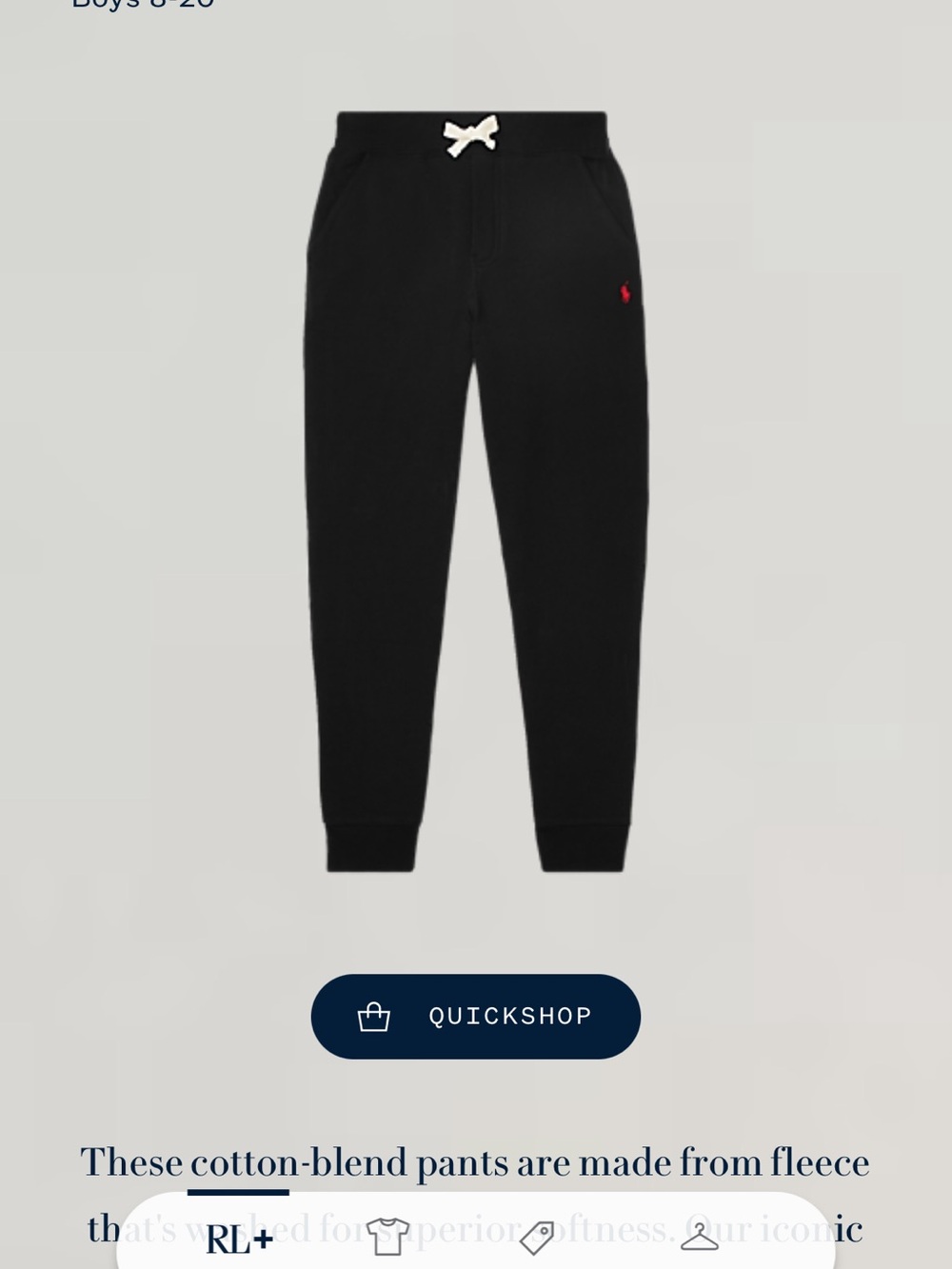 Polo by Ralph Lauren Black Jogger Pants with Red Pony